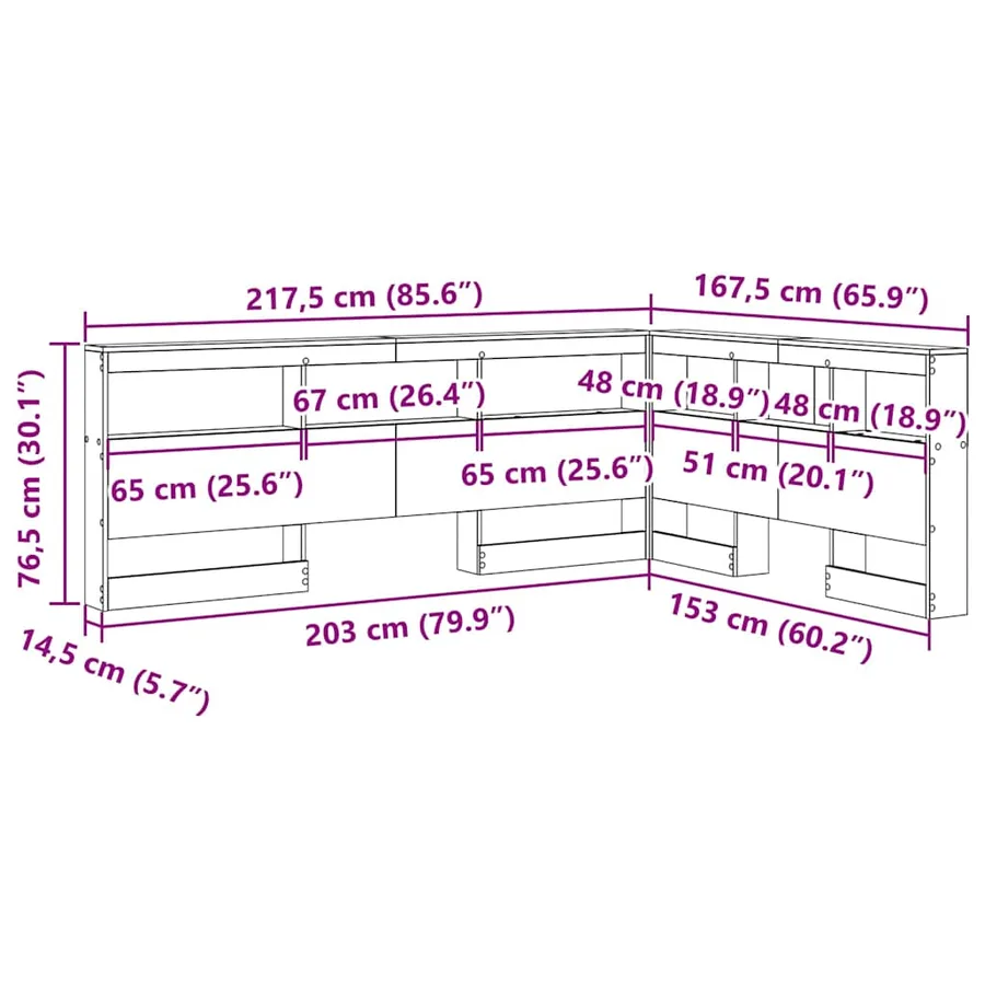 Tête de lit de rangement Chêne Sonoma 150 cm Bois d'ingénierie - 12