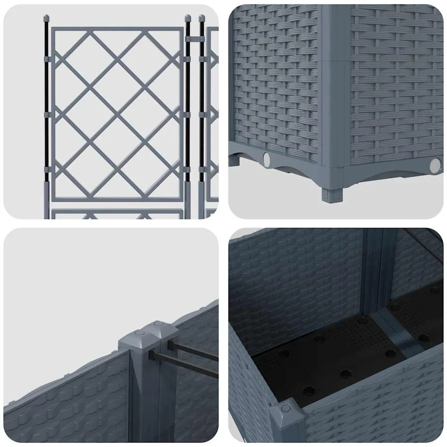 Cache-pot de jardin 2 pc Gris clair 80 x 40 x 143 cm PP - 8