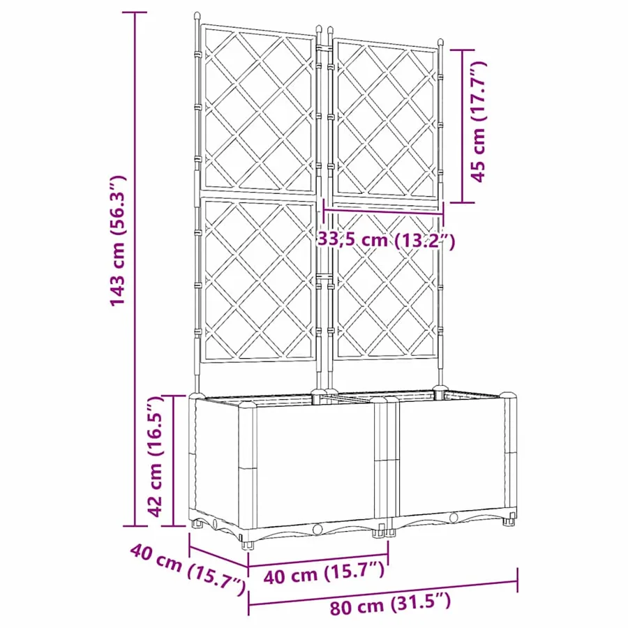 Cache-pot de jardin 2 pc Gris clair 80 x 40 x 143 cm PP - 9
