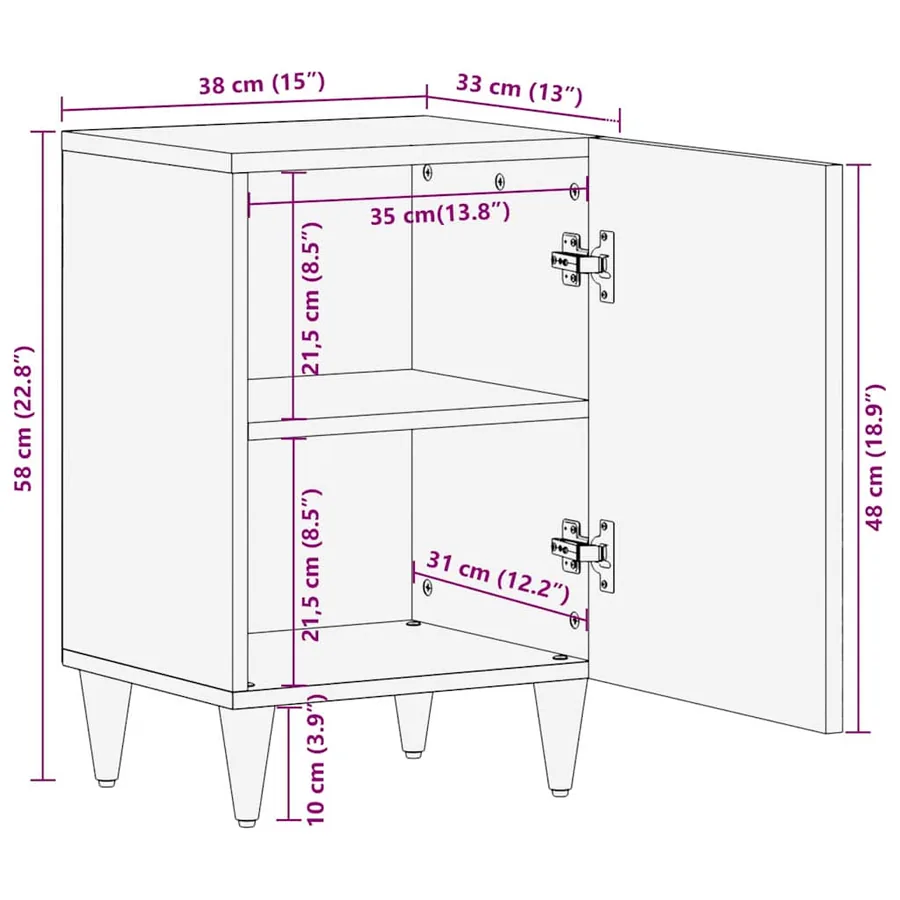 Cabinet de salle de bain avec porte Marron miel 38 x 33 x 58 cm - 15