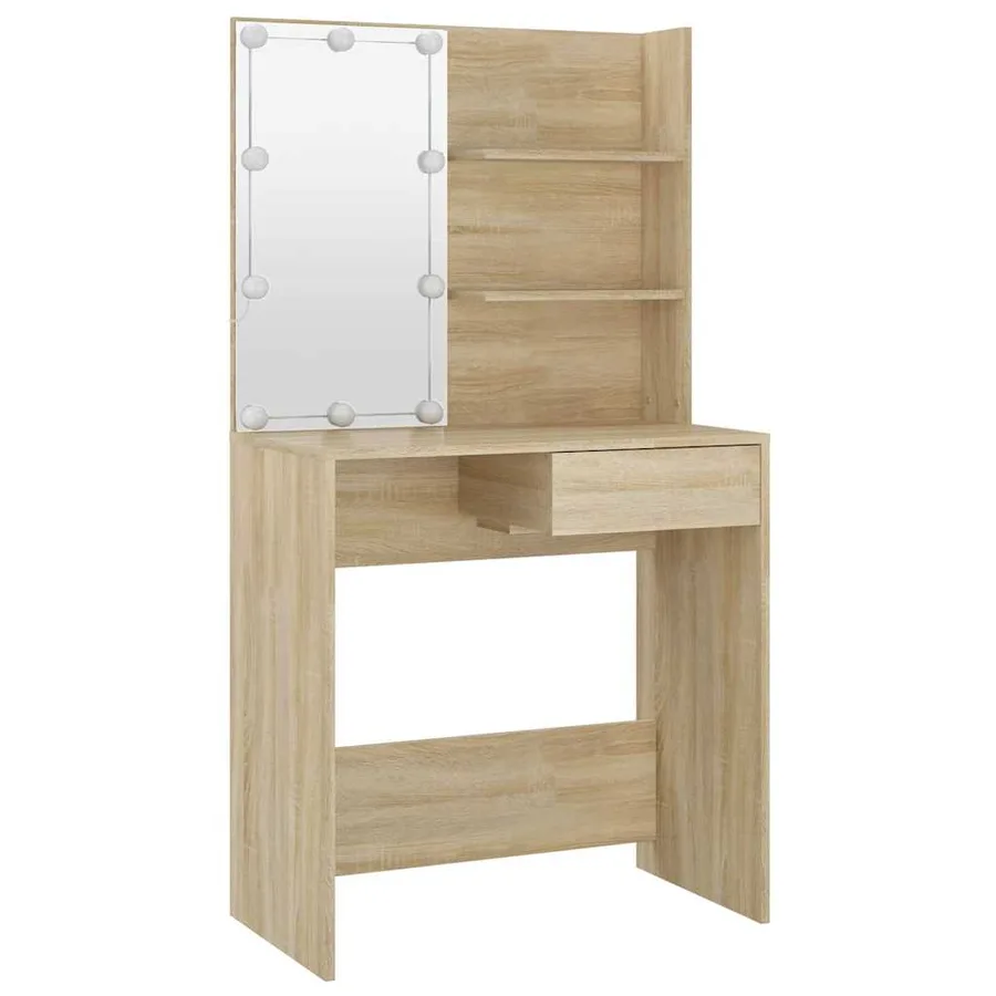 Coiffeuse avec LED chêne sonoma 74,5x40x141cm bois d'ingénierie - 6