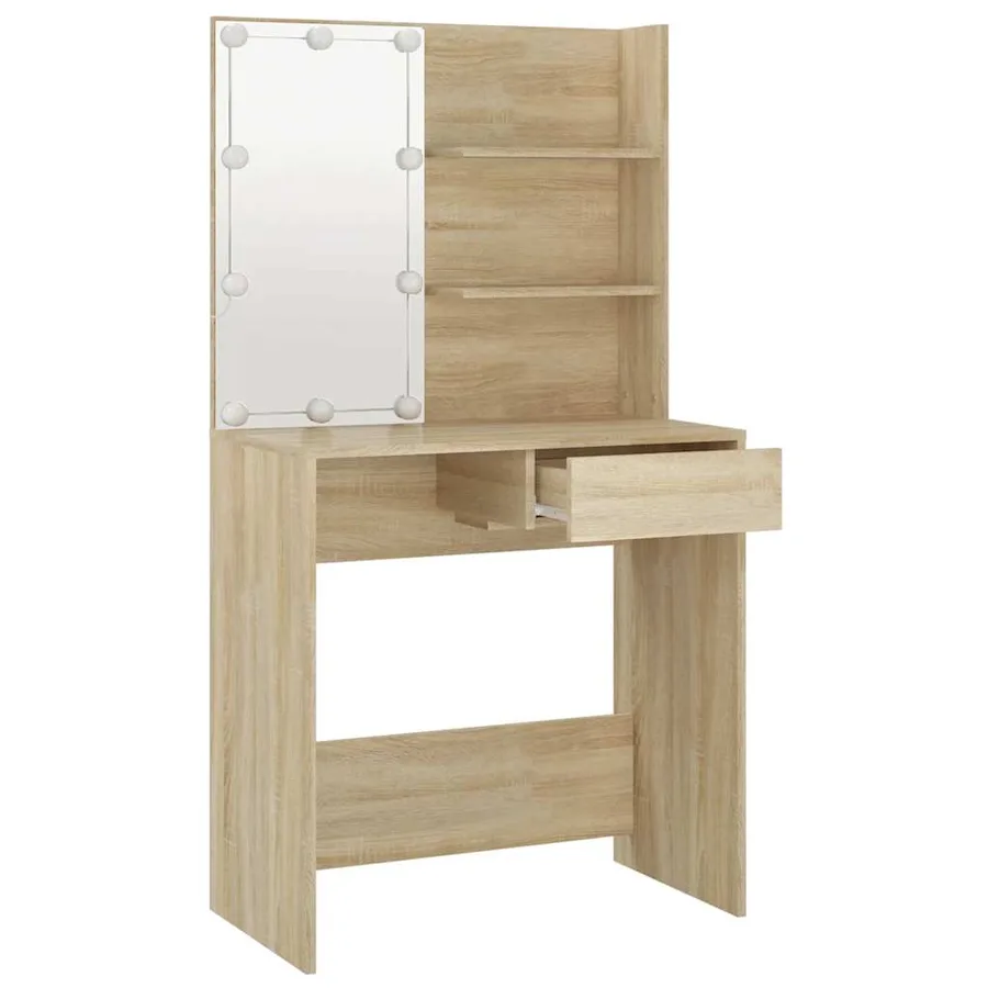 Coiffeuse avec LED chêne sonoma 74,5x40x141cm bois d'ingénierie - 7