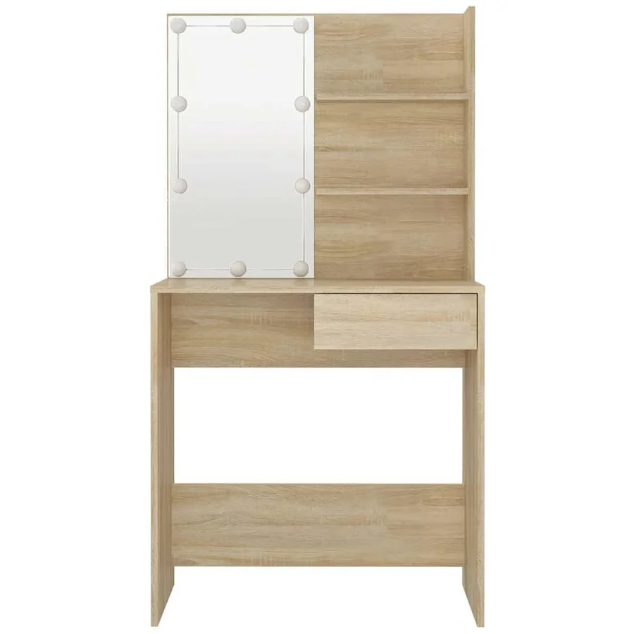 Coiffeuse avec LED chêne sonoma 74,5x40x141cm bois d'ingénierie - 8