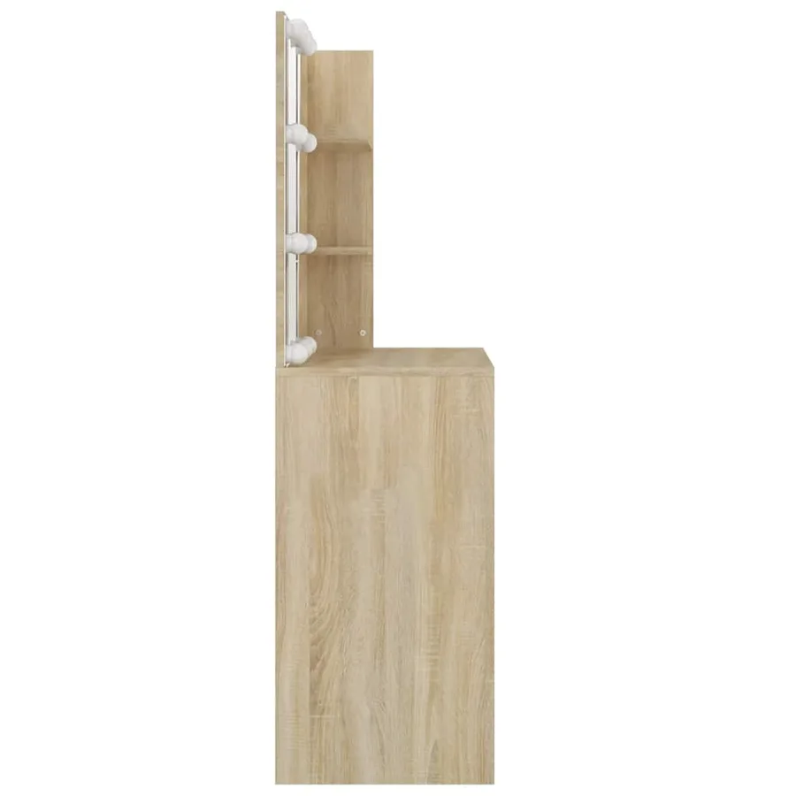 Coiffeuse avec LED chêne sonoma 74,5x40x141cm bois d'ingénierie - 9