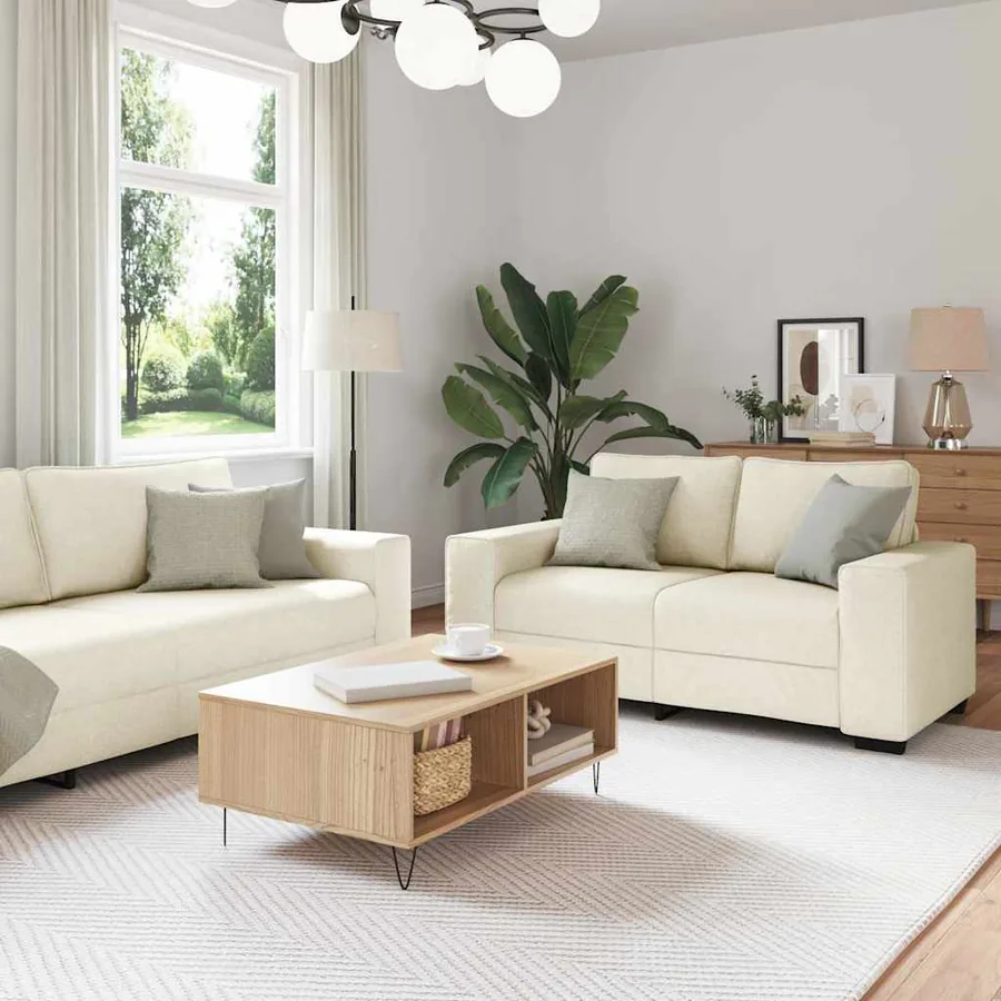 Canapé 3 pcs Beige 221 x 80 x 82 cm Tissu en lin mélangé