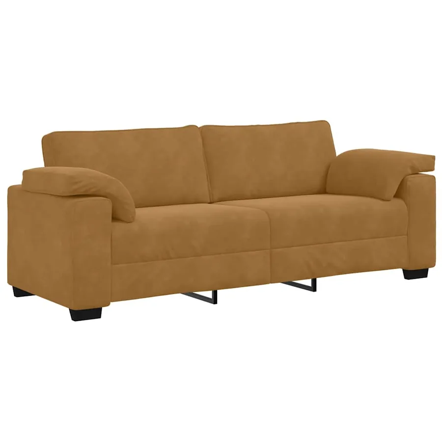 Canapé 3 places marron 220x77x82 cm velours - 2