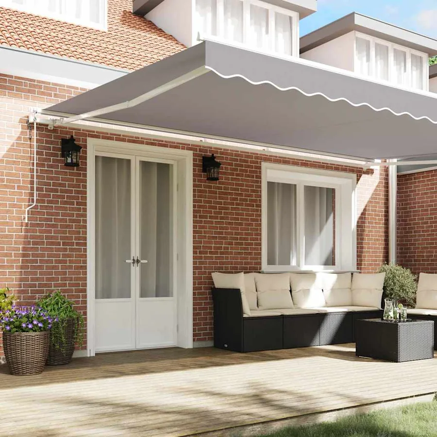 Auvent rétractable Gris clair 500 × 350 cm Tissu et Aluminium - 3