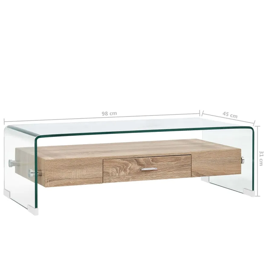 Table basse Clair 98x45x31 cm Verre trempé - 6