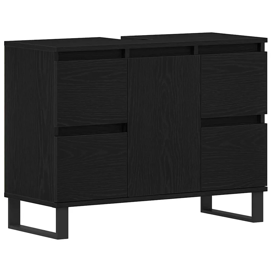 Cabinet de salle de bain avec tiroir Chêne noir 80 x 33 x 60 cm - 2