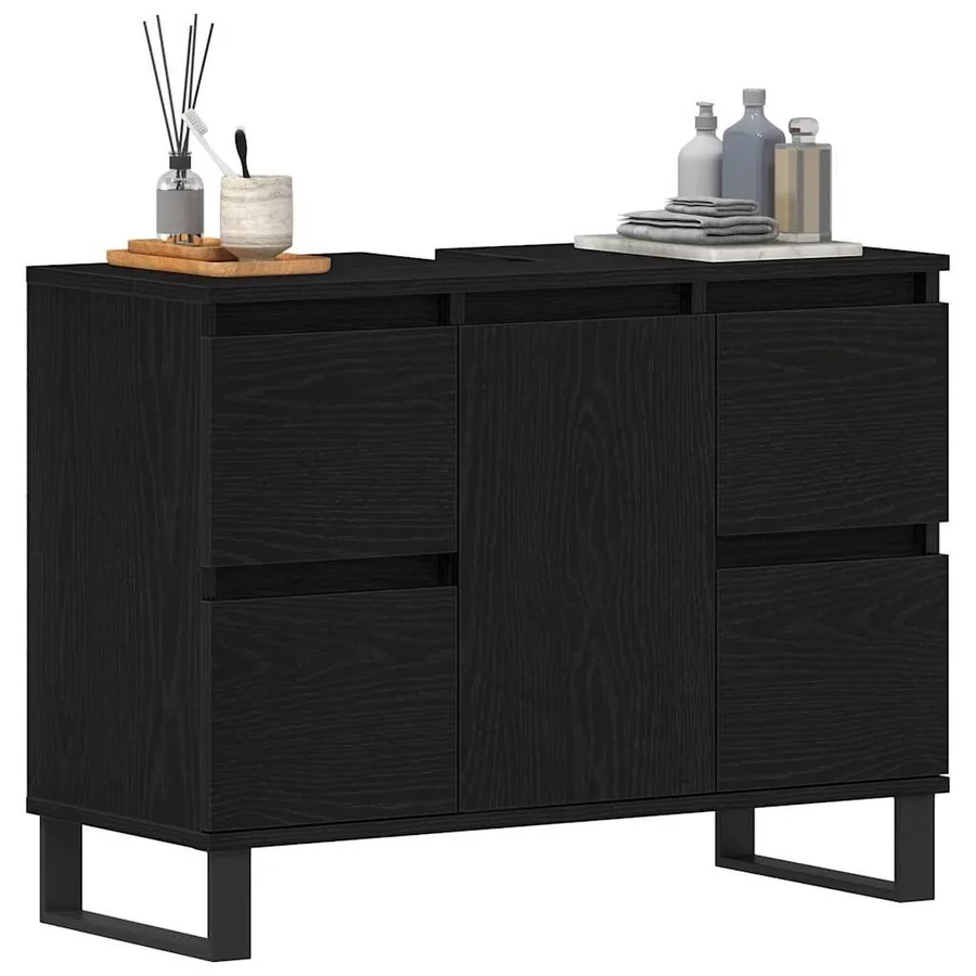 Cabinet de salle de bain avec tiroir Chêne noir 80 x 33 x 60 cm - 3