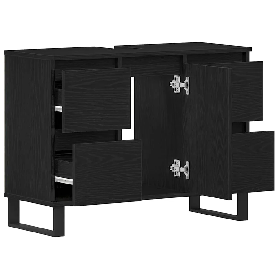 Cabinet de salle de bain avec tiroir Chêne noir 80 x 33 x 60 cm - 5