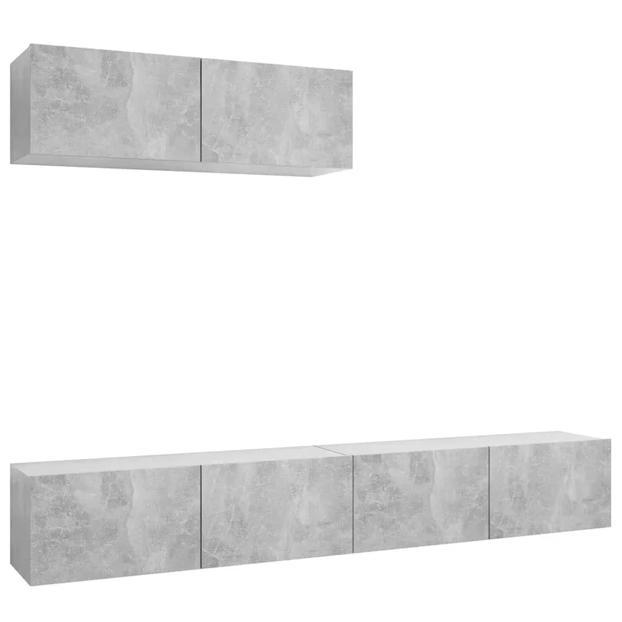 Meubles TV 3 pcs Gris béton Bois d'ingénierie - 2