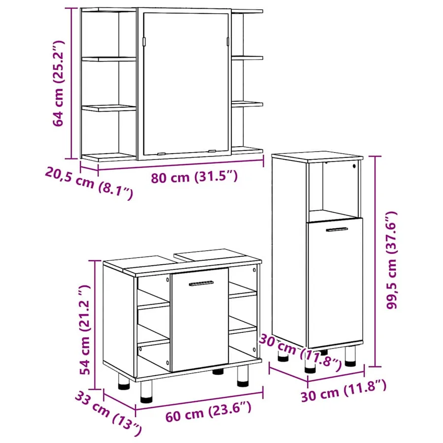 Ensemble de mobilier de salle de bain avec étagère 3 pcs Noir - 20