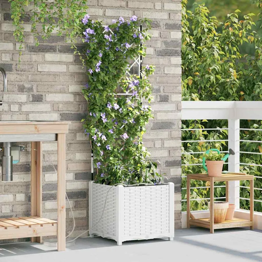 Cache-pot de jardin Blanc 40 x 40 x 142 cm PP