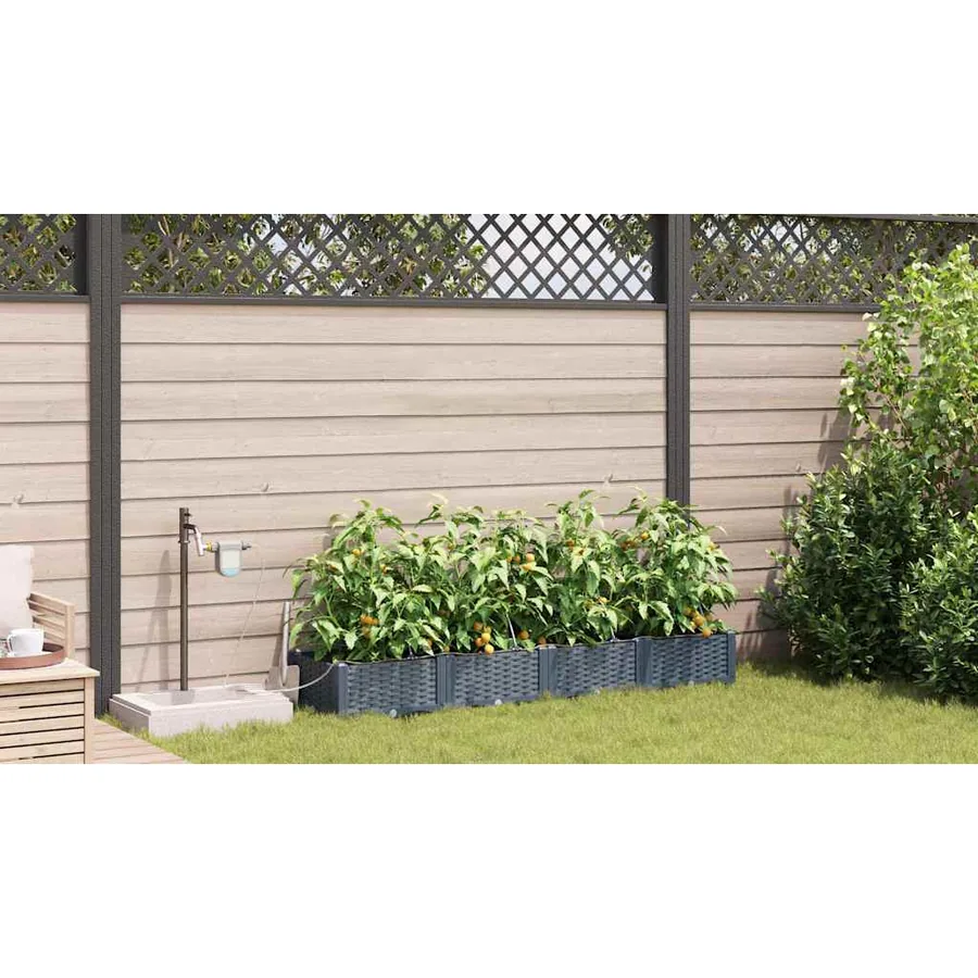 Cache-pot de jardin 4 pc Gris clair 160 x 40 x 22 cm PP - 4