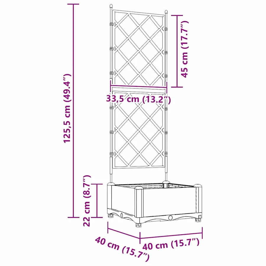 Cache-pot de jardin Blanc 40 x 40 x 125,5 cm PP - 9