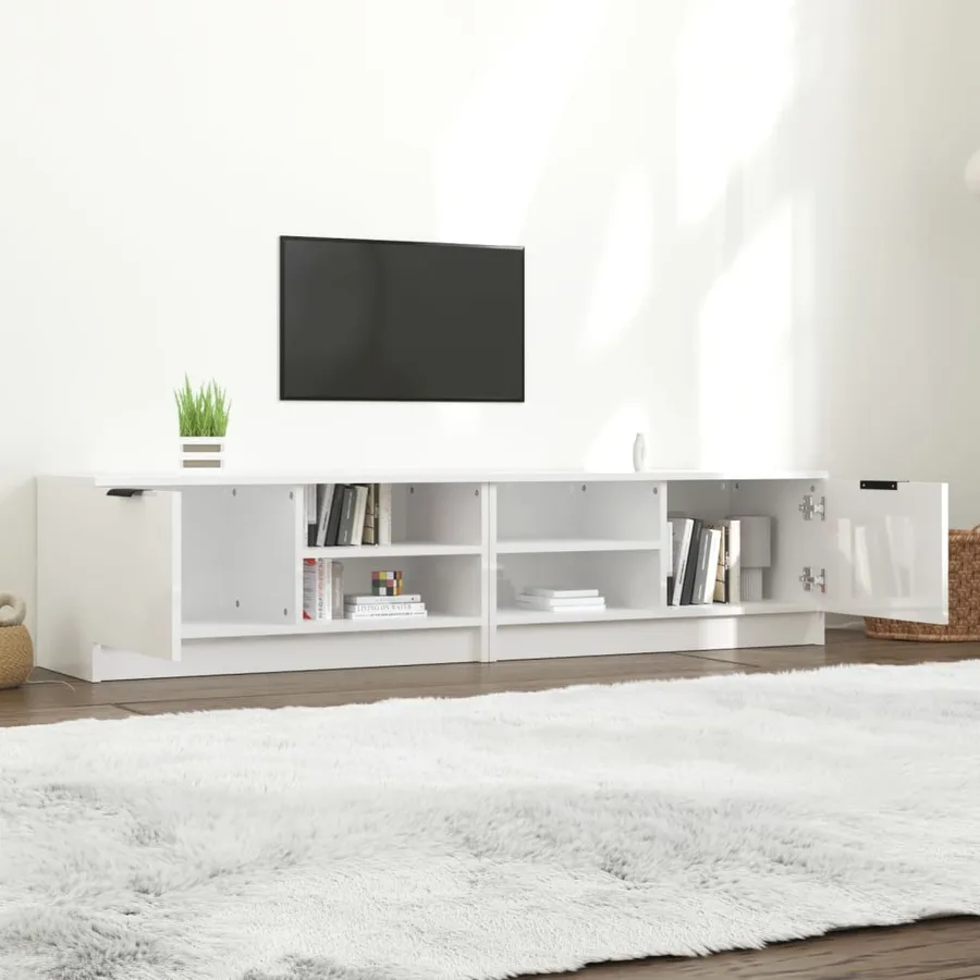 Meubles TV 2 pcs Blanc brillant 80x35x36,5 cm Bois d'ingénierie - 3