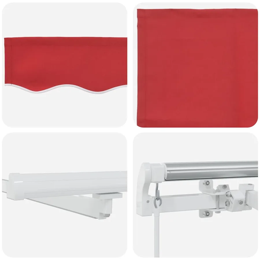 Auvent rétractable Rouge 400 × 300 cm Tissu et Aluminium - 8