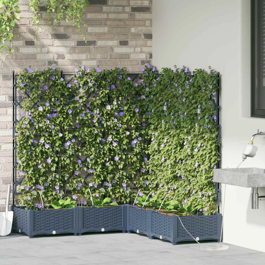 Cache-pot de jardin 5 pc Gris 120 x 120 x 126 cm PP - 3