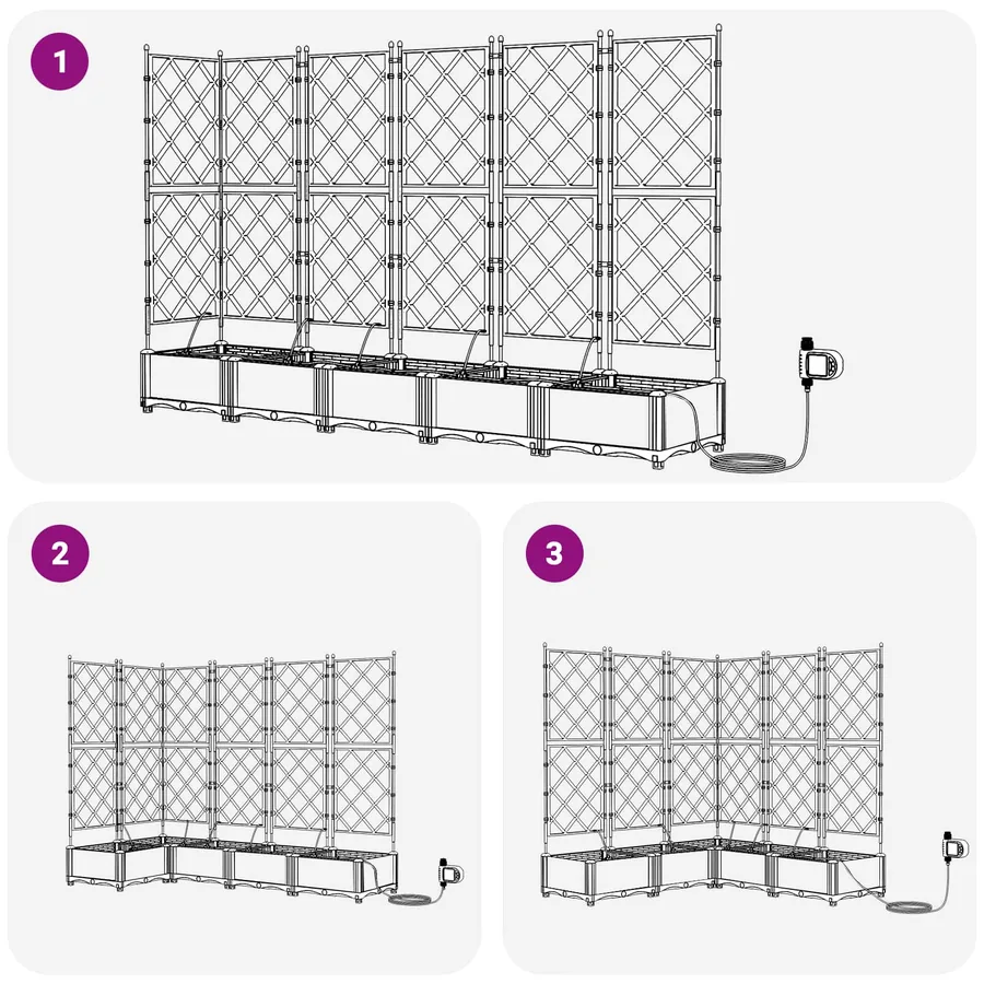 Cache-pot de jardin 5 pc Gris 120 x 120 x 126 cm PP - 7