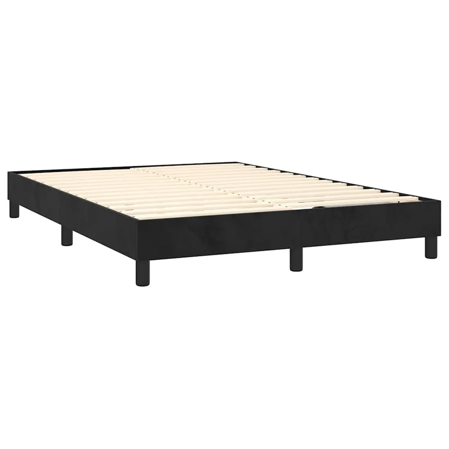 Sommier à lattes de lit avec matelas LED Noir 140x190cm Velours - 5