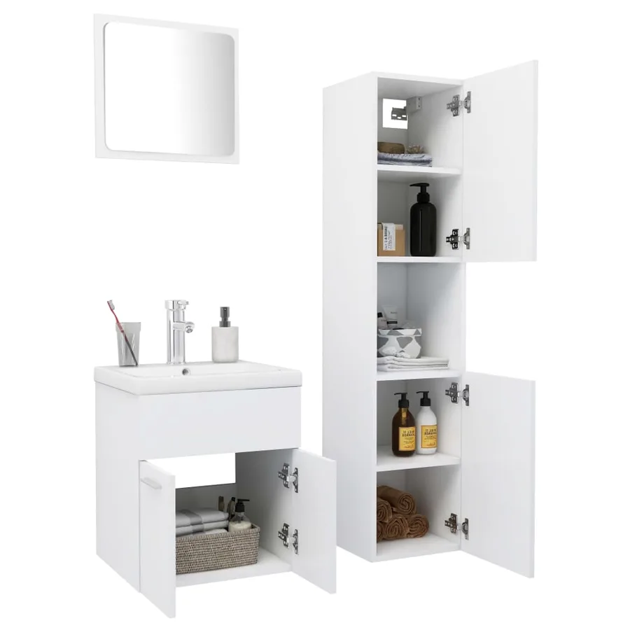 Ensemble de meubles de salle de bain Blanc Aggloméré - 3