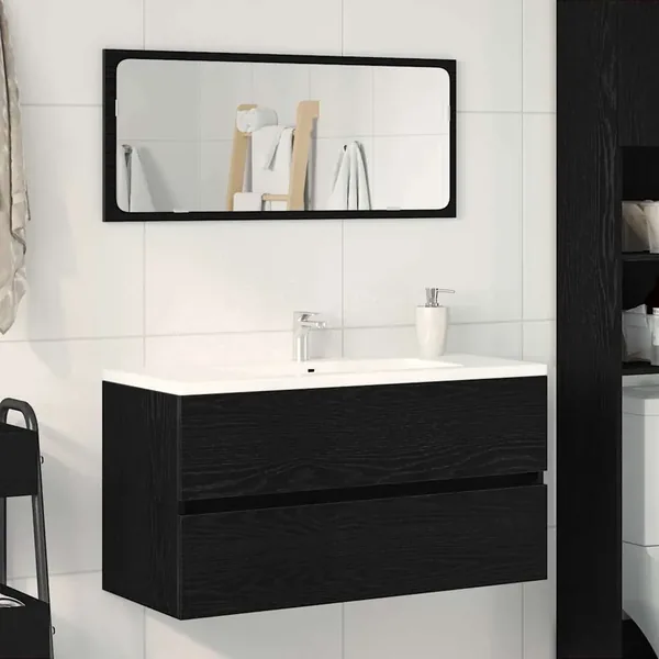 Meuble de Lavabo de Salle de Bain Chêne noir 90 x 38,5 x 45 cm
