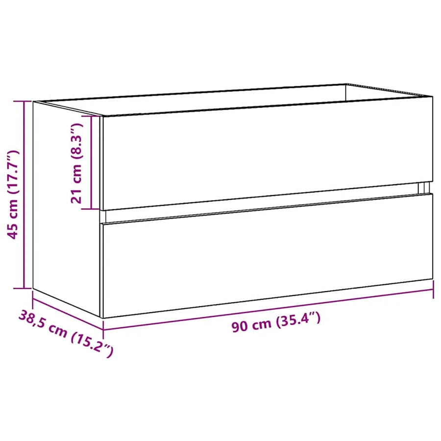Meuble de Lavabo de Salle de Bain Chêne noir 90 x 38,5 x 45 cm - 12
