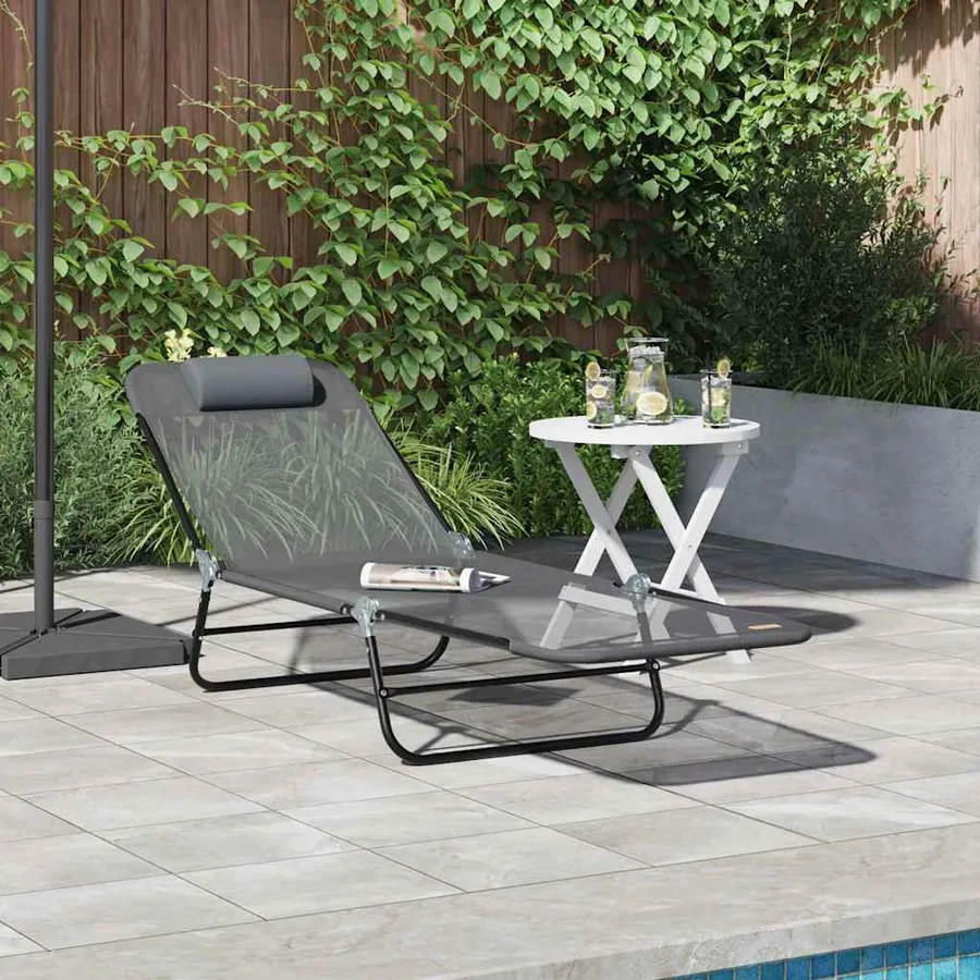 Chaise longue pliante Noir 182 x 55 x 85,5 cm Textilène - 12