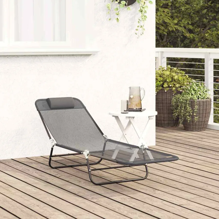 Chaise longue pliante Noir 182 x 55 x 85,5 cm Textilène - 14