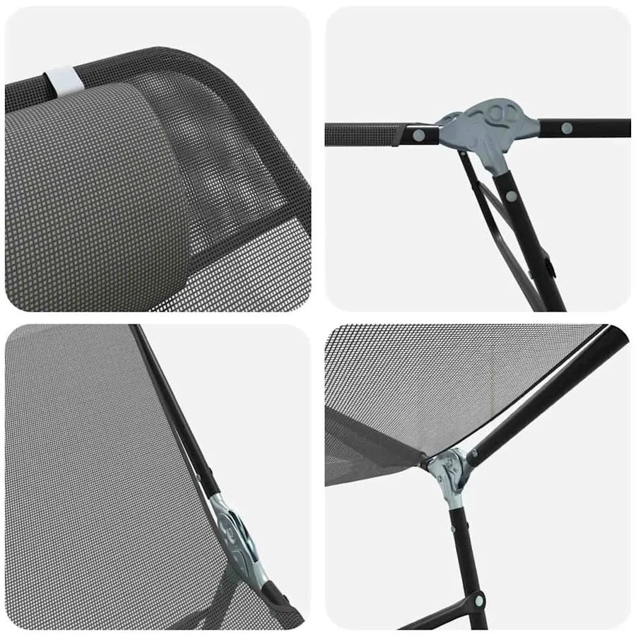 Chaise longue pliante Noir 182 x 55 x 85,5 cm Textilène - 18