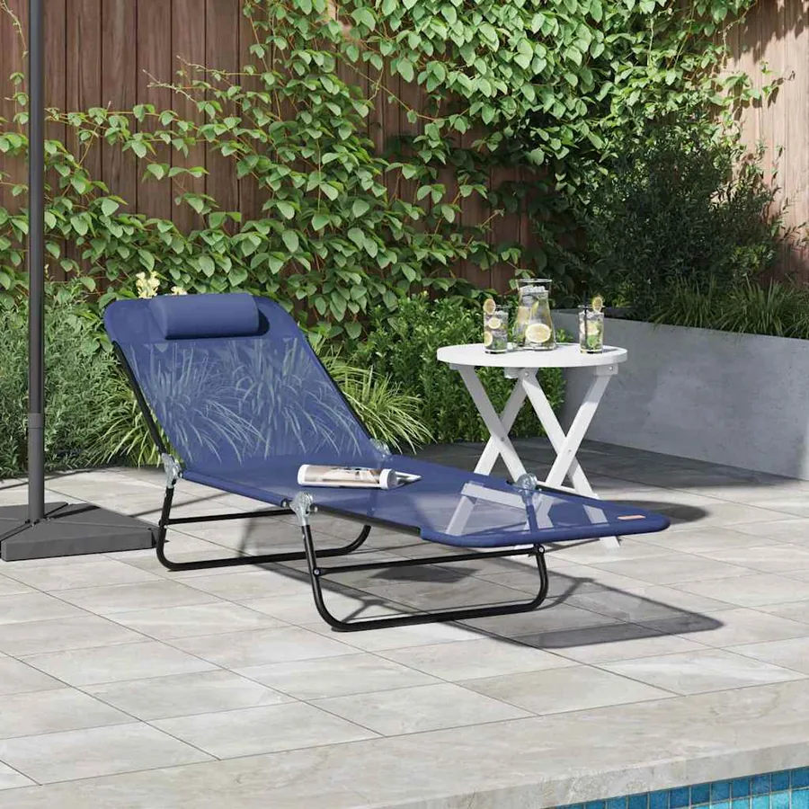 Chaise longue pliante Noir 182 x 55 x 85,5 cm Textilène - 23