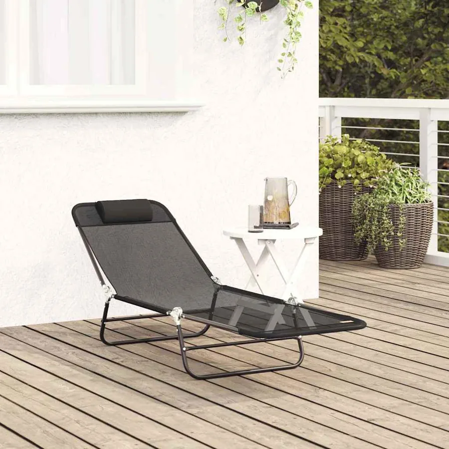 Chaise longue pliante Noir 182 x 55 x 85,5 cm Textilène - 3