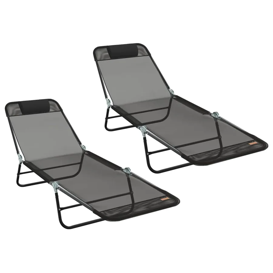 Chaise longue pliante Noir 182 x 55 x 85,5 cm Textilène - 35