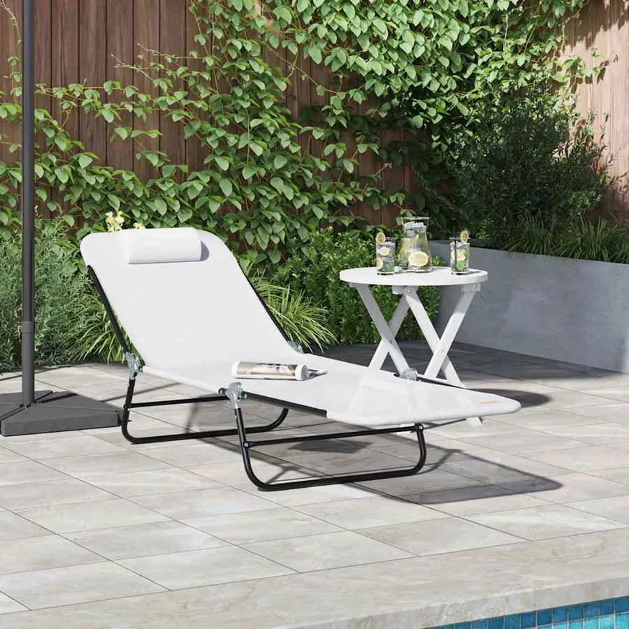 Chaise longue pliante Noir 182 x 55 x 85,5 cm Textilène - 46