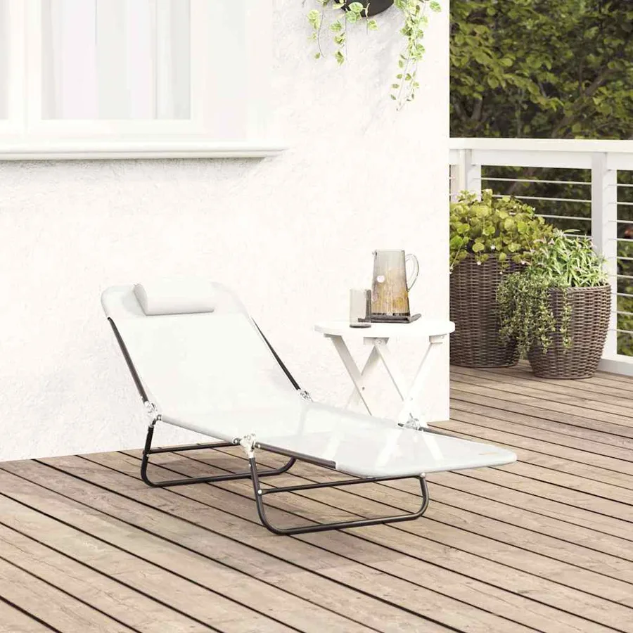 Chaise longue pliante Noir 182 x 55 x 85,5 cm Textilène - 48