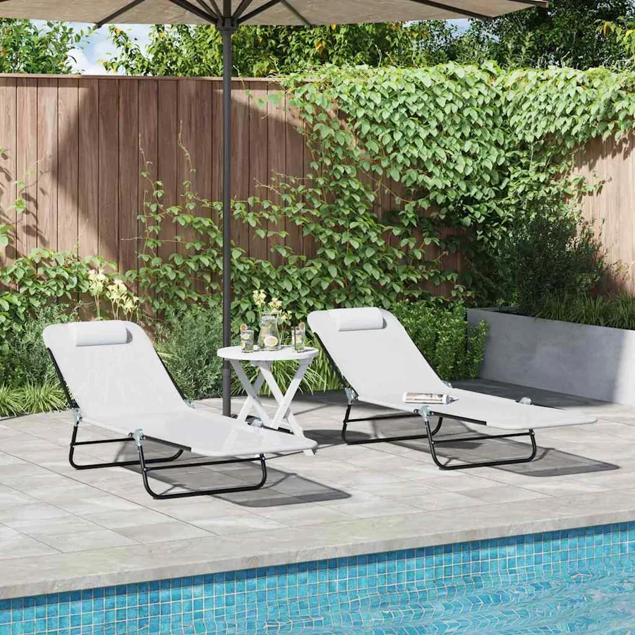 Chaise longue pliante Noir 182 x 55 x 85,5 cm Textilène - 57