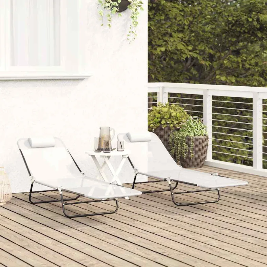 Chaise longue pliante Noir 182 x 55 x 85,5 cm Textilène - 59