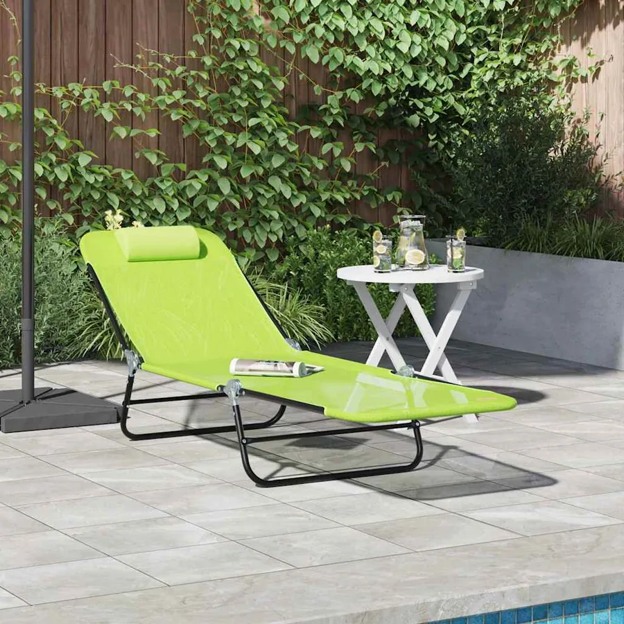 Chaise longue pliante Noir 182 x 55 x 85,5 cm Textilène - 69
