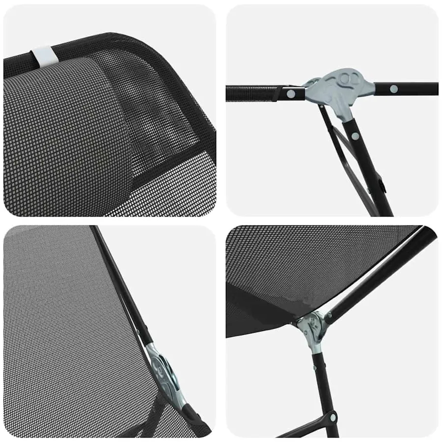 Chaise longue pliante Noir 182 x 55 x 85,5 cm Textilène - 7