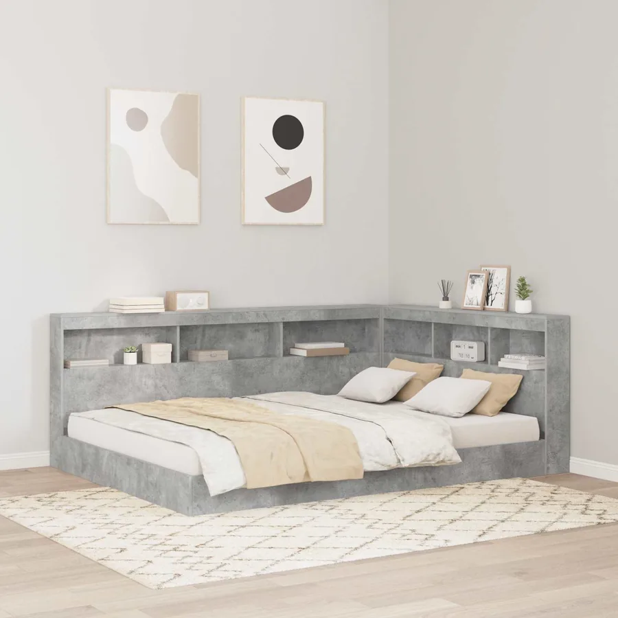 Tête de lit de rangement Gris béton 140 cm Bois d'ingénierie