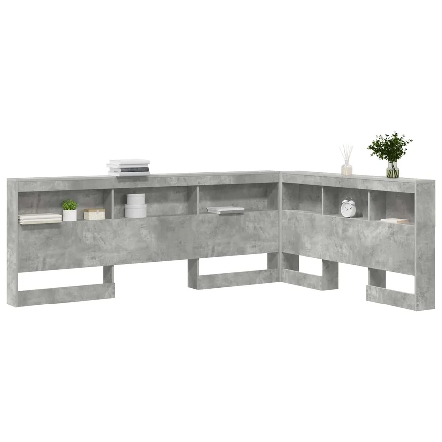 Tête de lit de rangement Gris béton 140 cm Bois d'ingénierie - 3