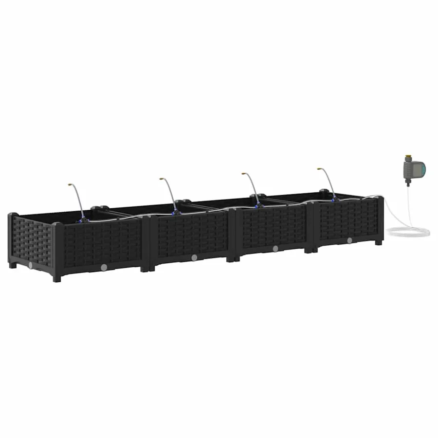 Cache-pot de jardin 4 pc Noir 160 x 40 x 22 cm PP - 2