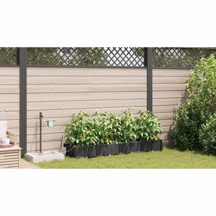 Cache-pot de jardin 4 pc Noir 160 x 40 x 22 cm PP - 4