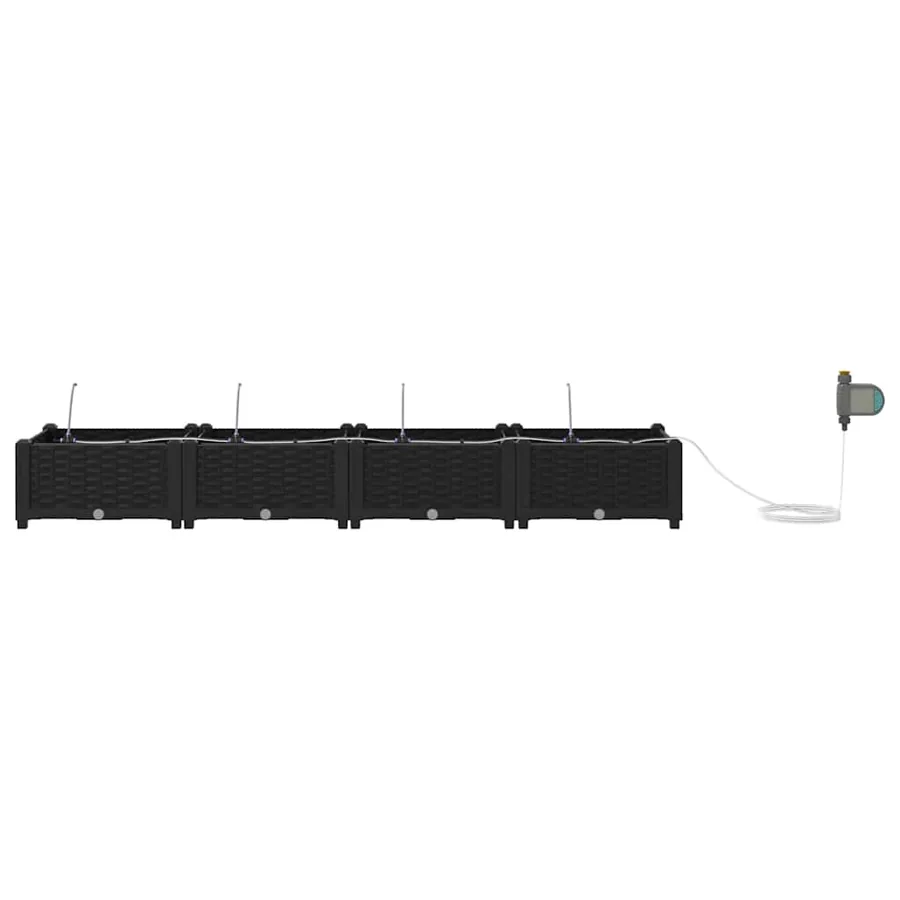 Cache-pot de jardin 4 pc Noir 160 x 40 x 22 cm PP - 6