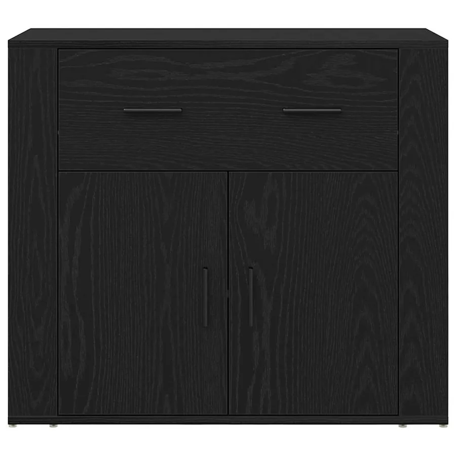Buffet avec tiroir Chêne noir 80 x 33 x 70 cm Bois d'ingénierie - 6