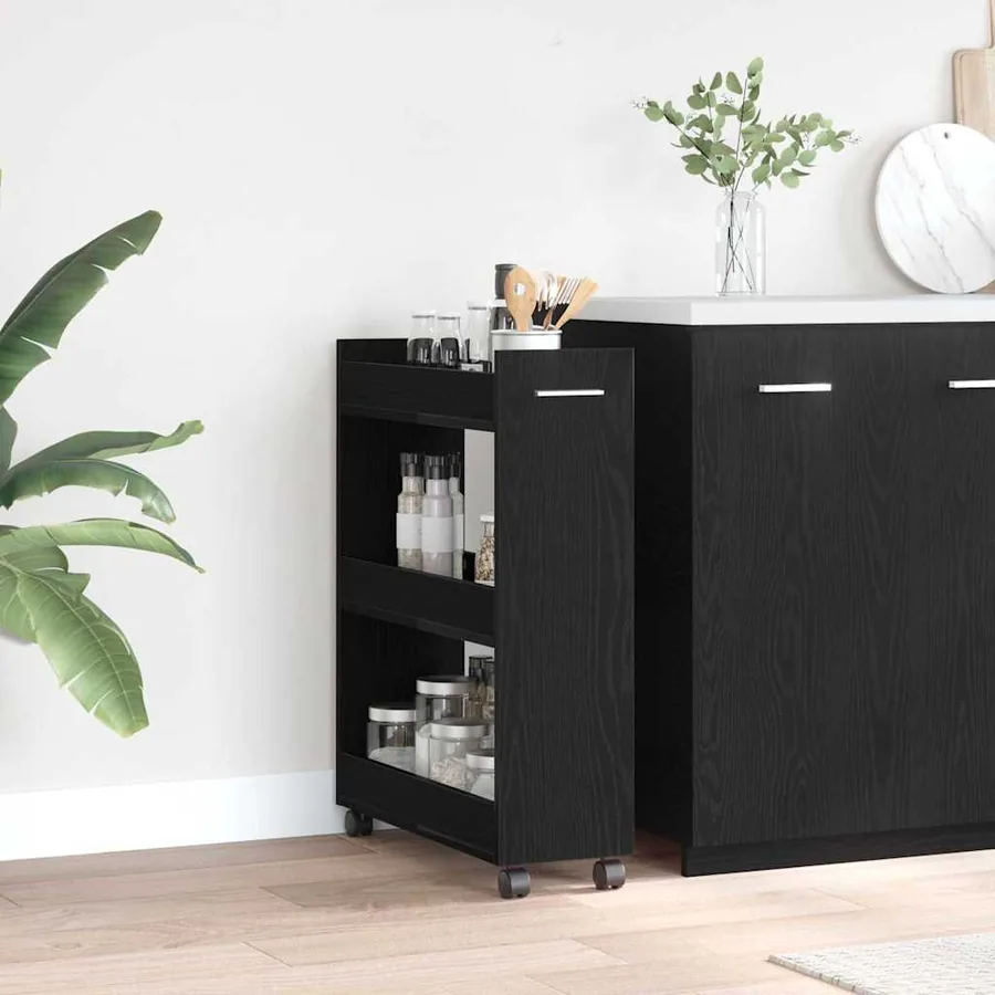Armoire avec roue Chêne noir 60 x 22 x 79 cm