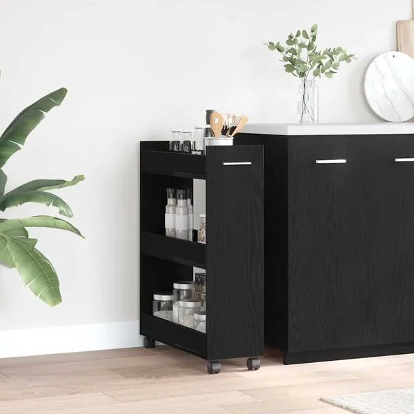Armoire avec roue Chêne noir 60 x 22 x 79 cm