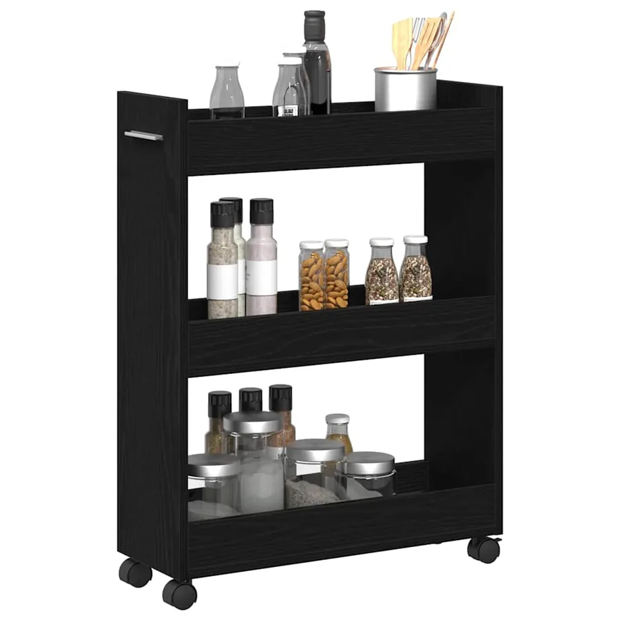 Armoire avec roue Chêne noir 60 x 22 x 79 cm - 3