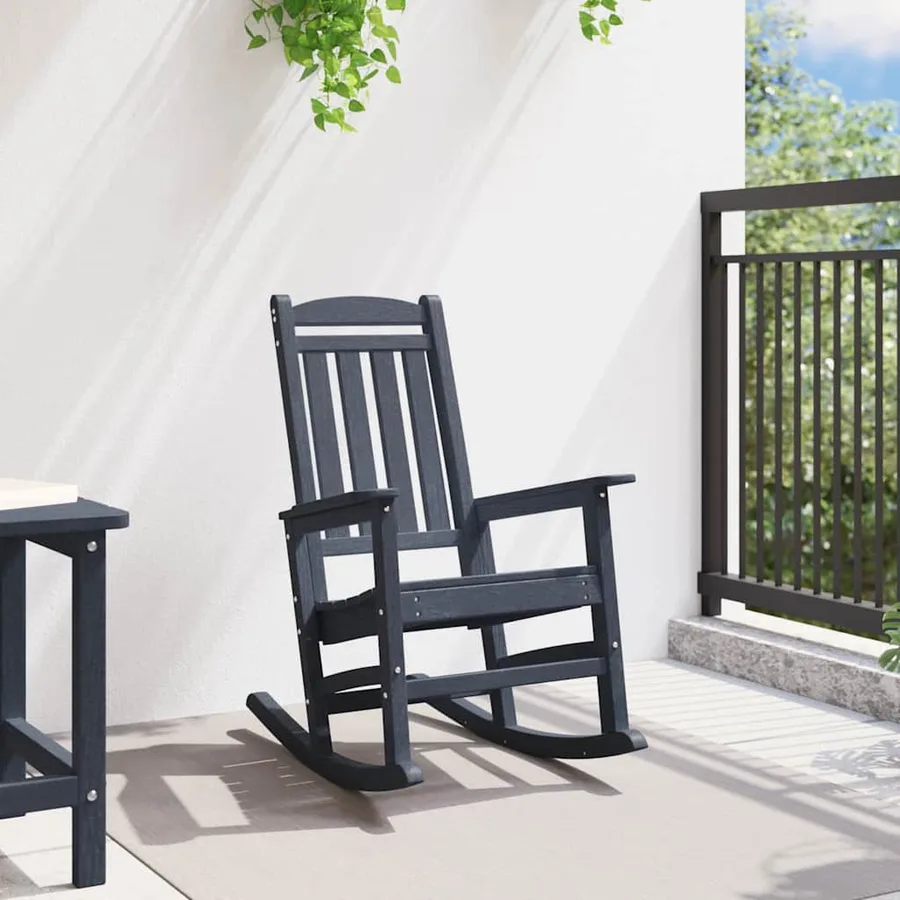 Chaise Berçante de Jardin Bleu marine 92 x 70 x 108 cm HDPE - 3